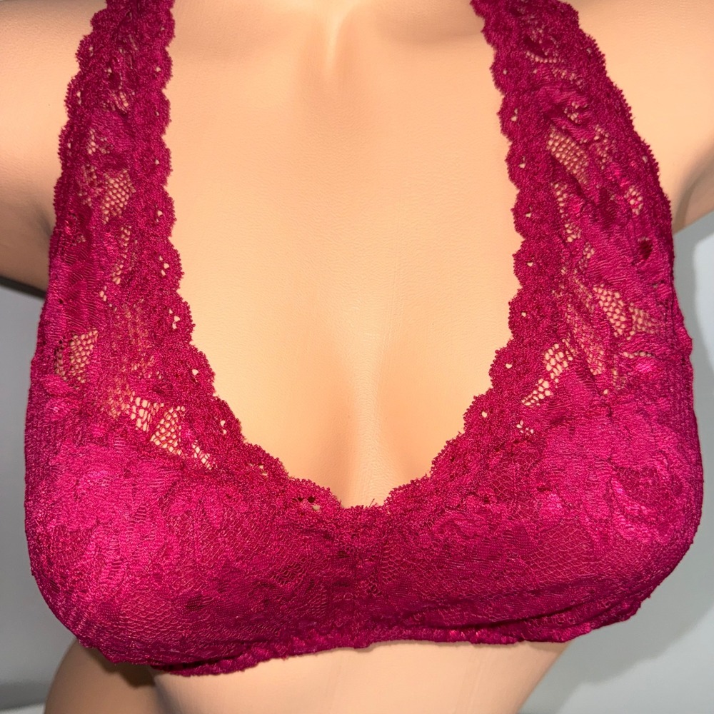 Cosabella Never Say Never Racie Bralette Deep Ruby Red Lace Racerback Large